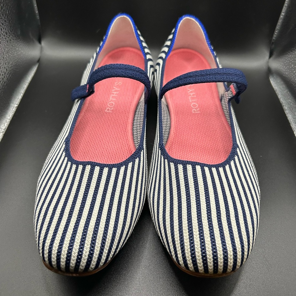 Rothy’s The Square Mary Jane Sailor Pinstripe Size 10 VGUC
